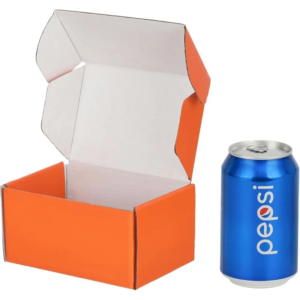 Pacote com 100 Caixas de Papelão Corrugado Laranja de 6x4x3 Polegadas para Envio e Embalagem
