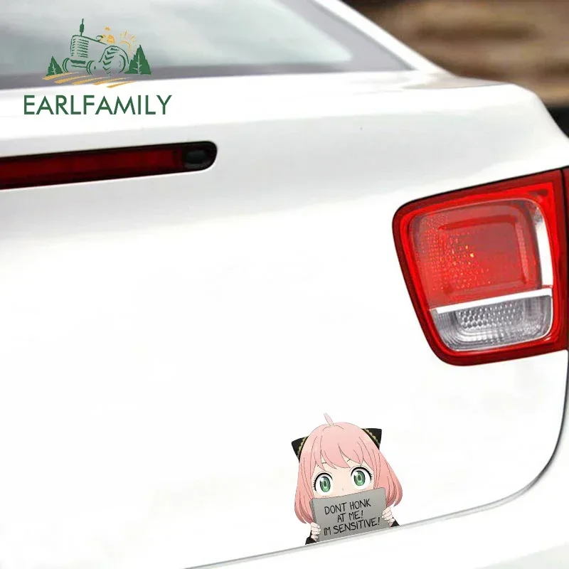 EARLFAMILY 13cm X 11.4cm for Funny Anya Forger Don‘t Honk At Me I Am Sensitive Car Stickers Vinyl Sunscreen Decal Car Label