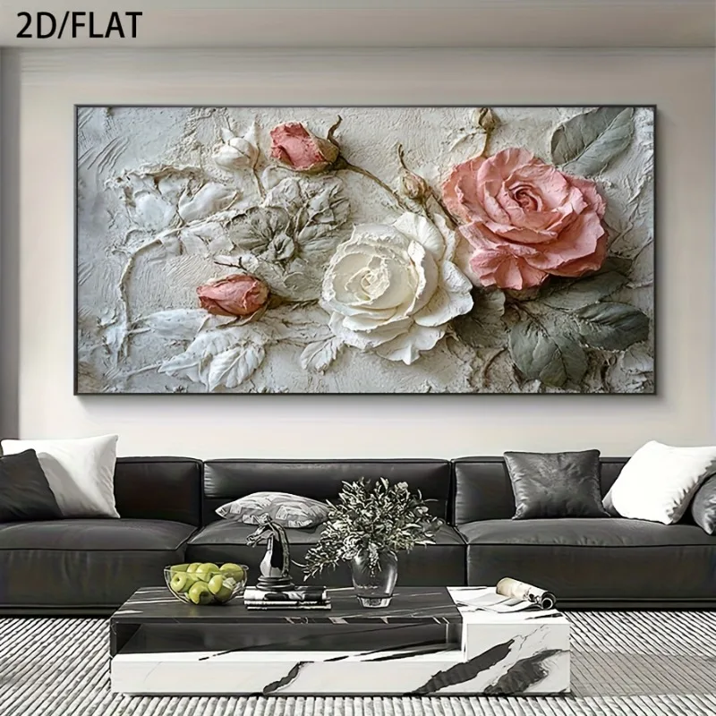 

2D Flat, Unframed Canvas Wall Art Modern Nordic Floral Design High-Quality Canvas for Indoor/Outdoor Use, Large Canvas Wall Art