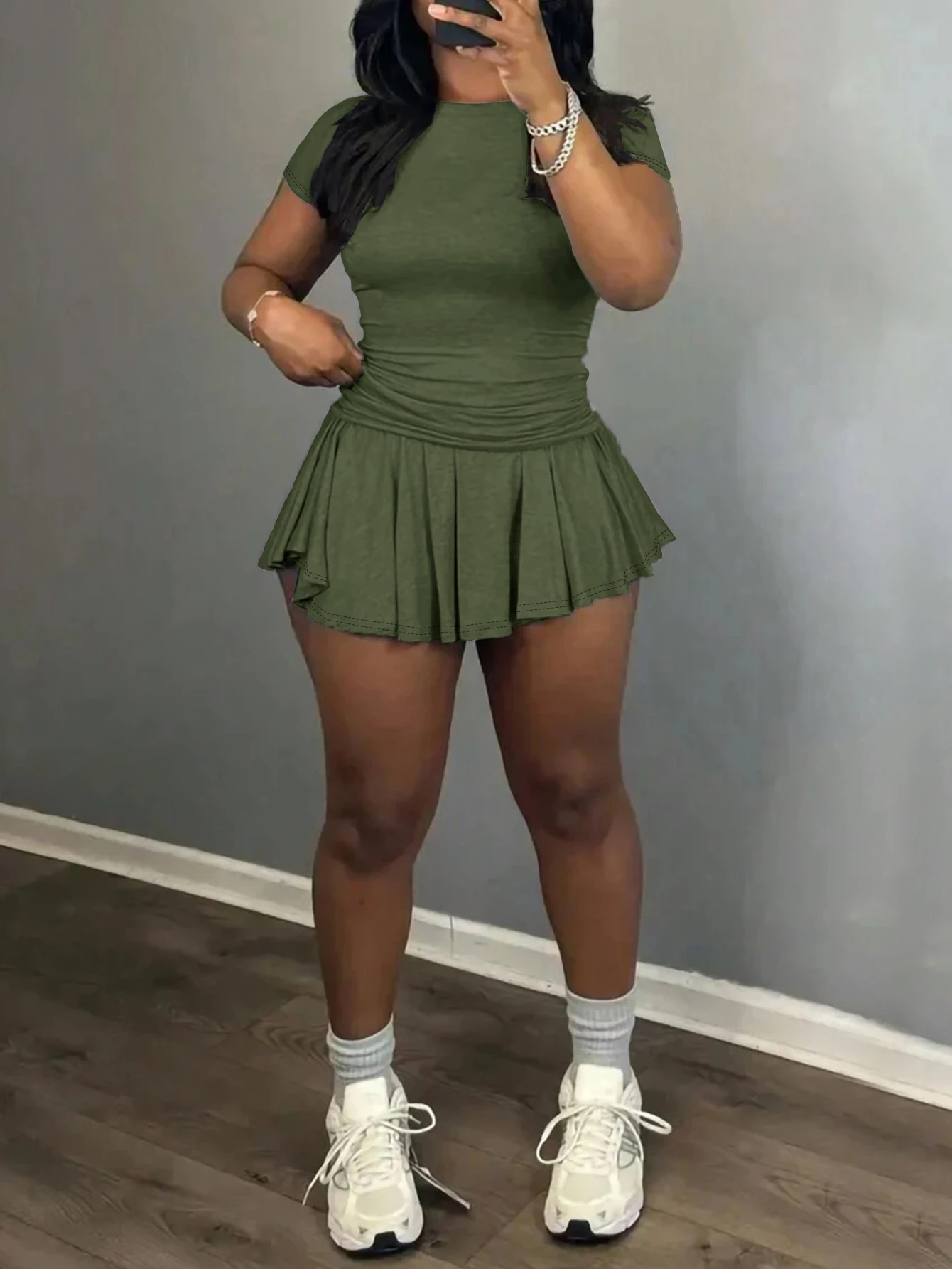 

Женский летний комплект из двух предметов, милая футболка, мини-юбка, шорты, сексуальный клубный стиль, облегающая спортивная одежда, повседневная одежда