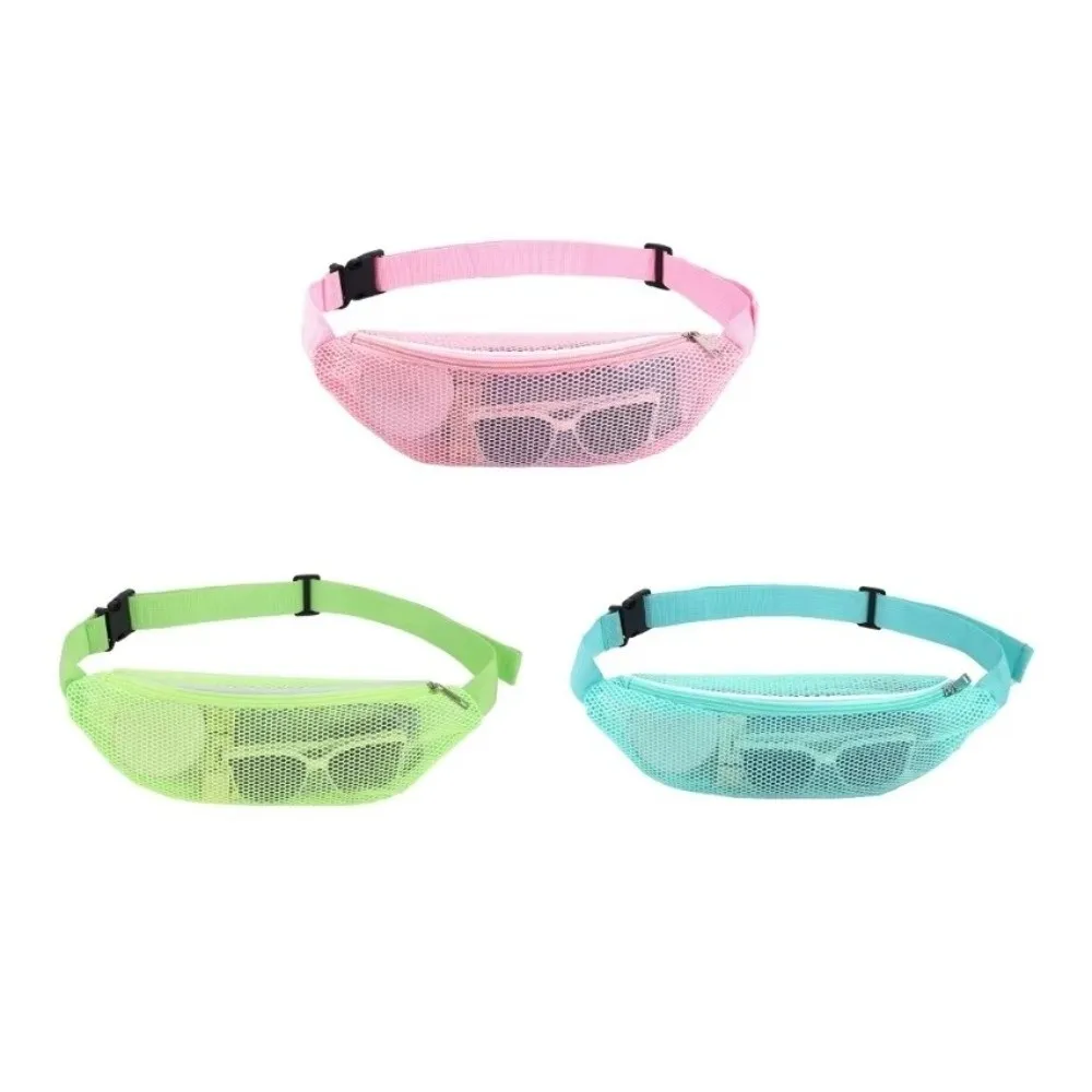 

Zipper Mesh Waist Pack Lightweight Portable See Through Shoulder Bag Adjustable Strap PVC Hollow Crossbody Fanny Purse Fishing