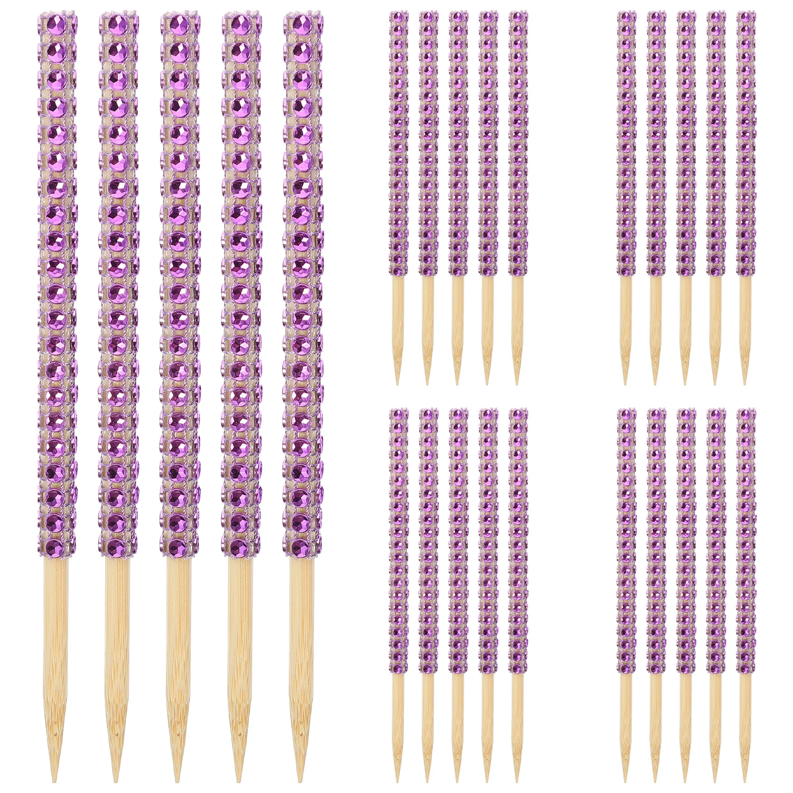 

30 Pcs Picks Bamboo Stick Decorative Apple Candy Lollipop Glitter Apples Sticks