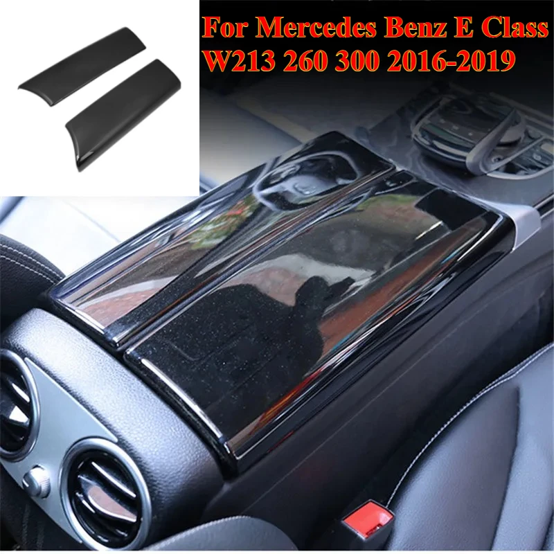 

2PCS Center Console Armrest Box Panel Decoration Cover Trim Abs for Mercedes Benz E Class W213 260 300 16-19 Carbon Fiber Color