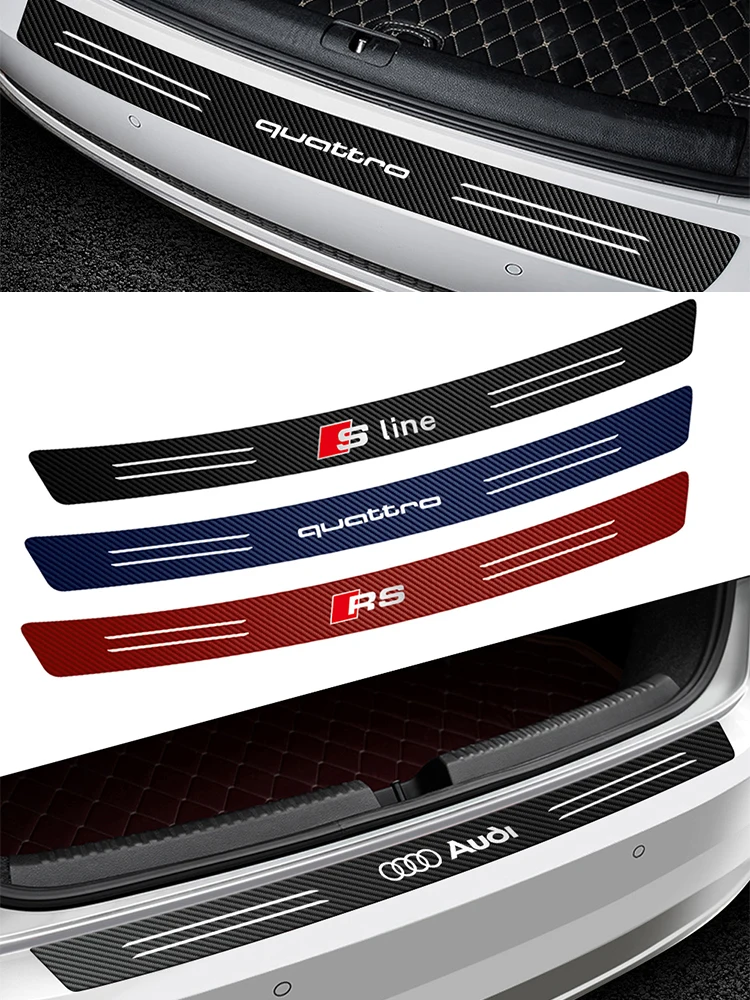 Autocollants de protection décoratifs pour le rebord du coffre arrière de voiture pour Audi Sline S3 S4 S5 S6 S7 RS Quattro Q7 Q5 Q3 A4 B8 8P A3 A6 C7 A5
