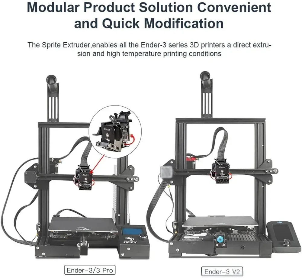 

Комплект экструдера CREALITY Sprite Pro Kit 300 ℃ Высокотемпературный экструдер с прямым приводом и передаточным числом 3:5:1 для принтеров серии Ender-3
