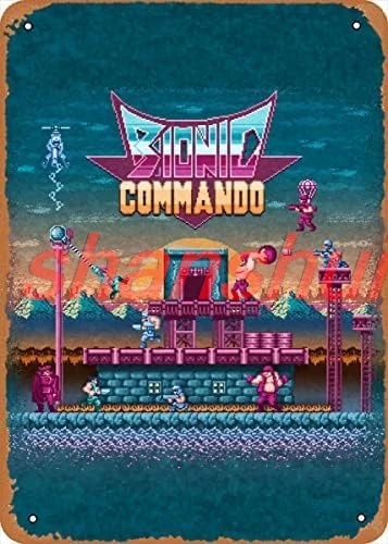 Commando Bionic Retrogaming Pixelart Game Role Game Metal Poster Retro Wall Art Decor Anime Game Art Deco Tin Sign - 8 X 12 ADS