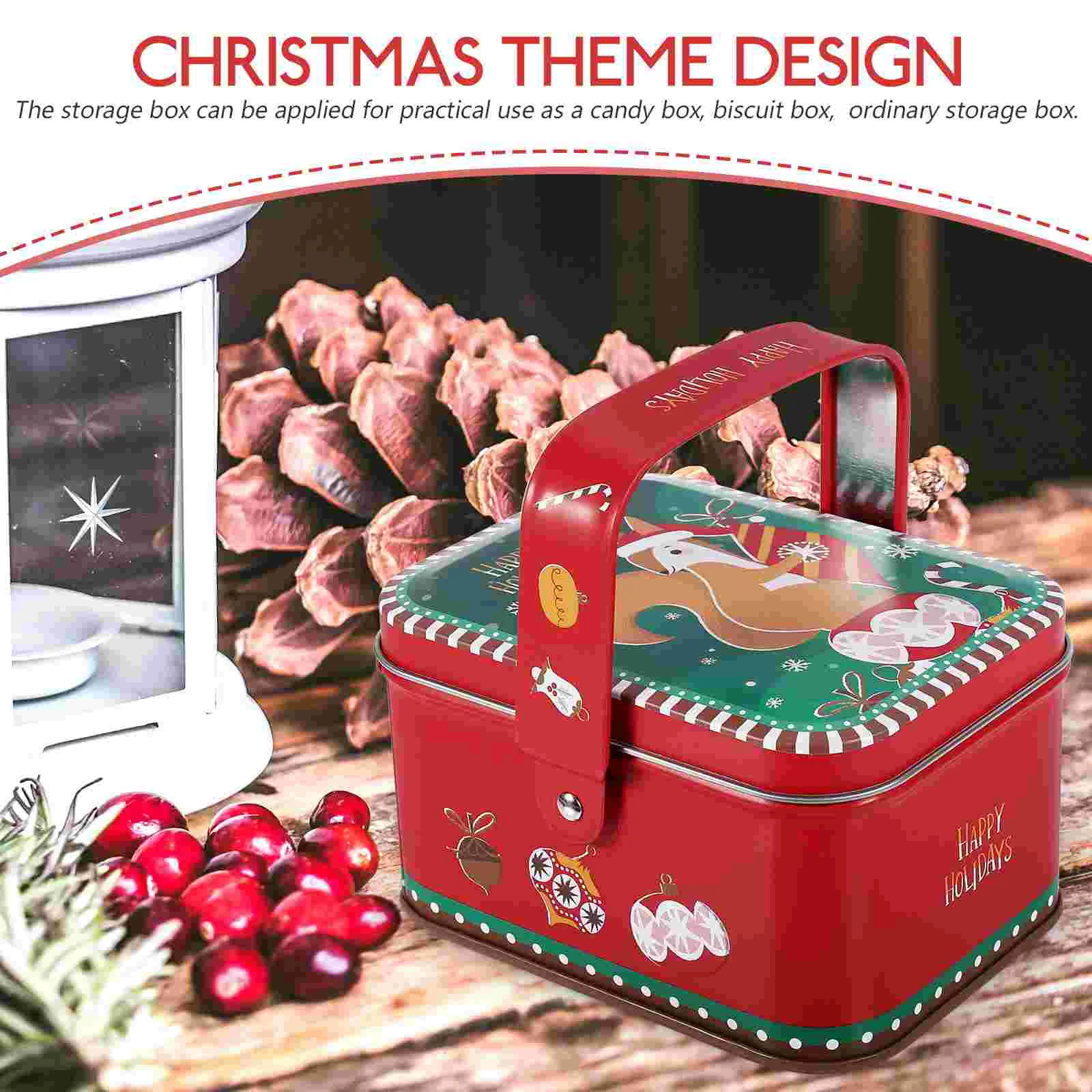 Christmas Tinplate Box Candy Jar Supplies Cookie Containers Sweet Biscuit With Lid Sugar Case