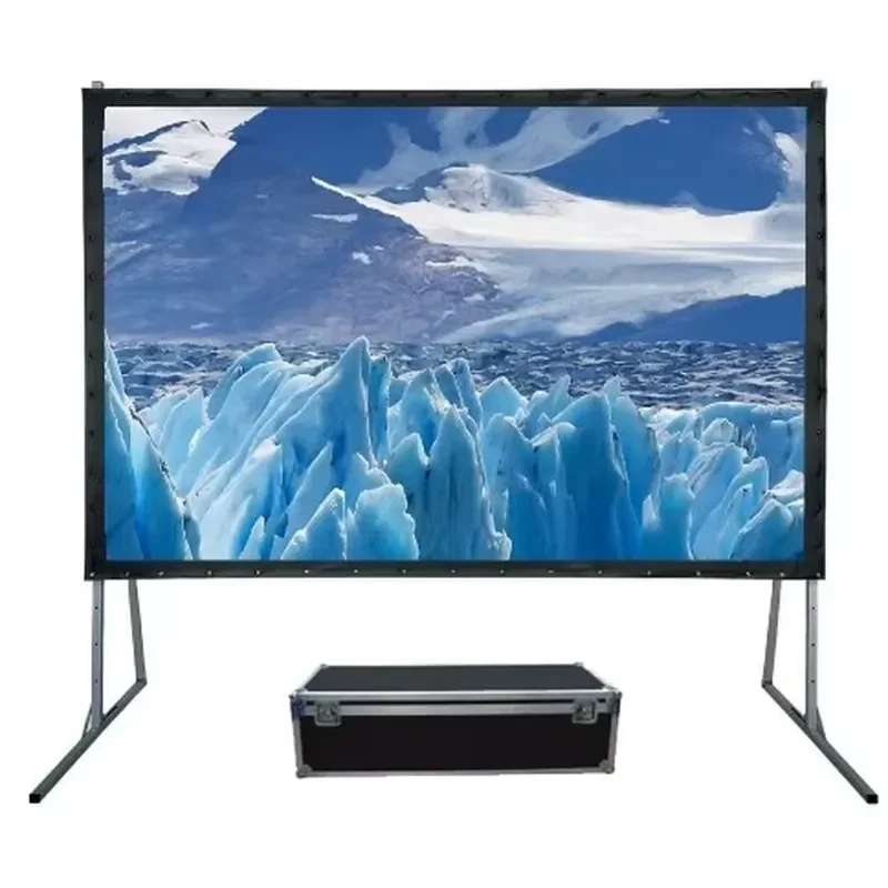 120-Inch Outdoor/Indoor Projector Screen 16:9 Fast Fold Design PVC Fabric Easy Setup Freestanding Portable Movie Screen