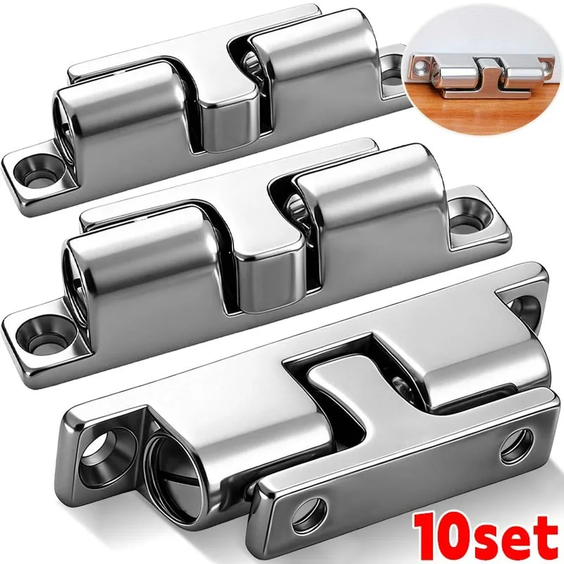 Adjustable Stainless Steel Magnetic Door Latch Spring-Loaded Door Hinge Locks Hidden Boat Furniture Cabinet Buckle Hardware