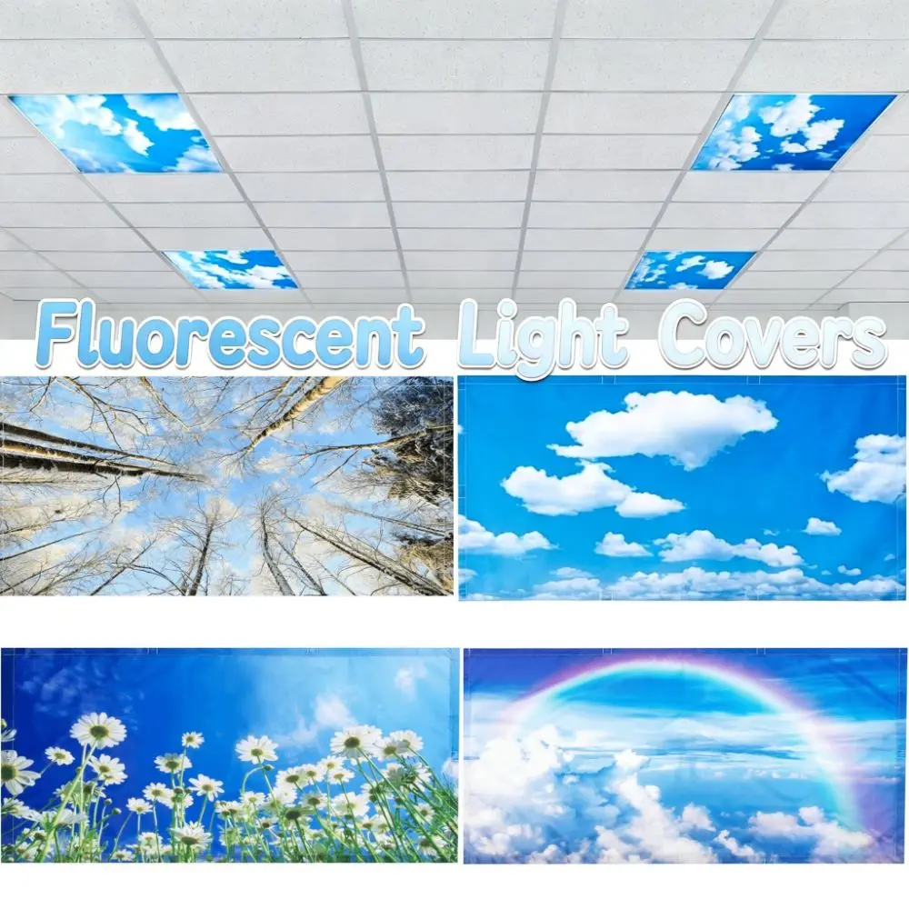 120*60cm Lampshade 15 Styles with 10 Magnetic Buckles Magnetic Light Filters Anti-glare Sky Fluorescent Light Covers Home