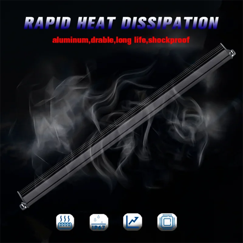 7 بوصة 13 بوصة 20 بوصة سليم عمود إضاءة LED على الطرق الوعرة 12 فولت 24 فولت LED ضوء بار لسيارة شاحنة ATV SUV 4x4 قارب LED ضوء العمل بار #2