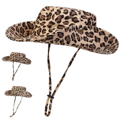 Men Leopard Print Big Brim Bucket Hats Fishermen Caps Outdoor Casual Cap Men Sunscreen Hat Adventure Hat