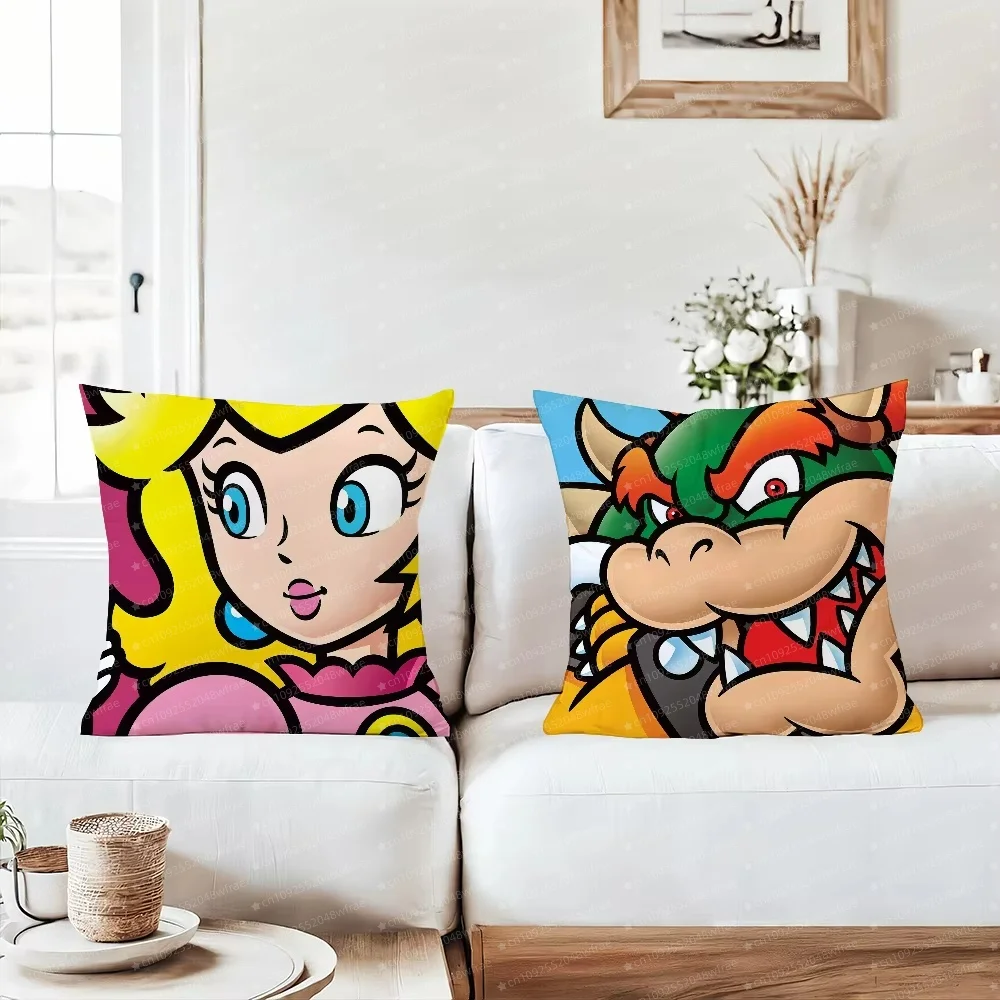 Funda de almohada con estampado de Super Mario Anime, decoración para el hogar, almohada con estampado de doble cara, decoración para sala de estar, regalo, 1 ud.