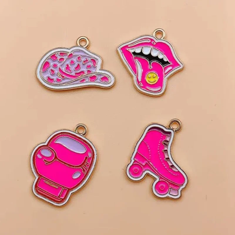 10pcs shoe Mouth hat Charm for Jewelry Making Enamel Necklace Pendant Bracelet Accessories Diy Craft Supplies Gold Plated