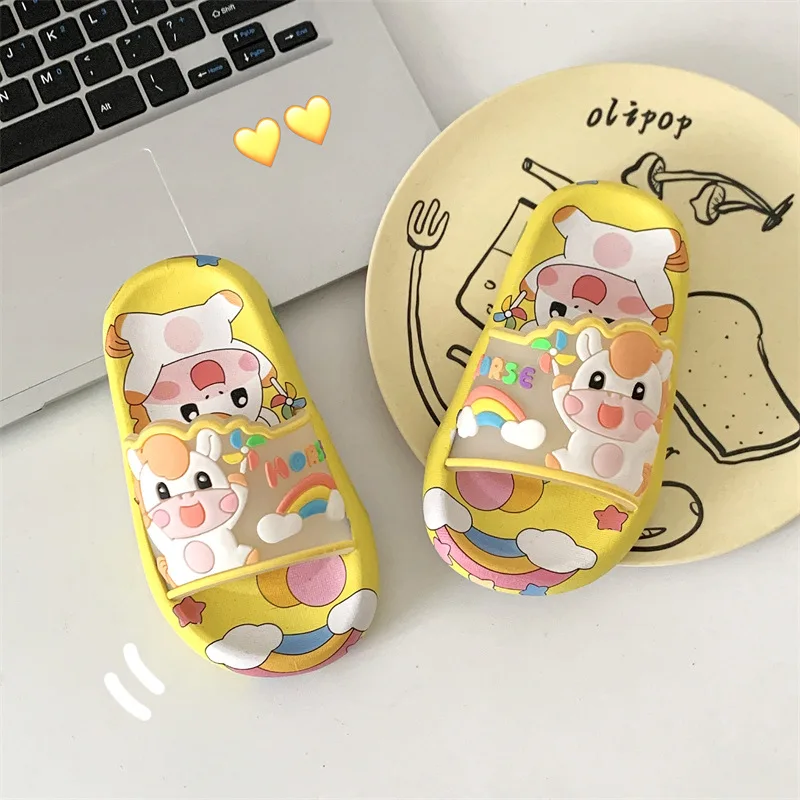 2026 New Children‘s Rainbow Pony Print Slides Cute Cartoon Pony Print Toddler Slippers for Boys and Girls Open-Toed Sandals