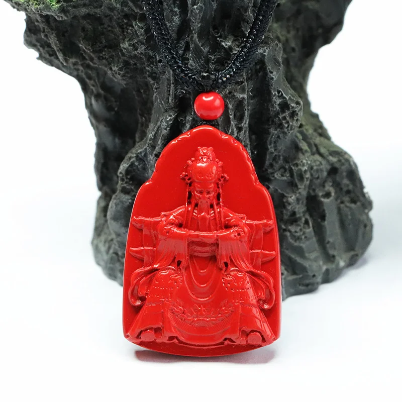 Natural Authentic Cinnabar God of Wealth Pendant Red Sand Wutai Mountain Dragon 5 Pendant Men's and women's fine jewelry