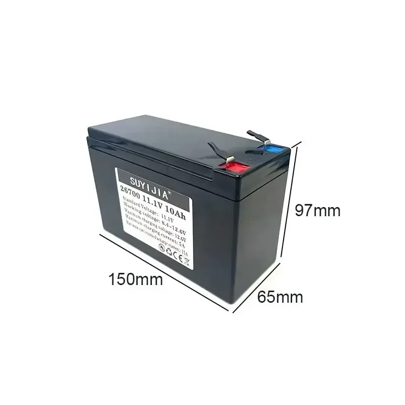 2024 New LiFePo4 26700 10Ah 11.1V Rechargeable 12V Battery Pack Built-in BMS 4000+ Cycle Lithium Battery for Solar Lighting