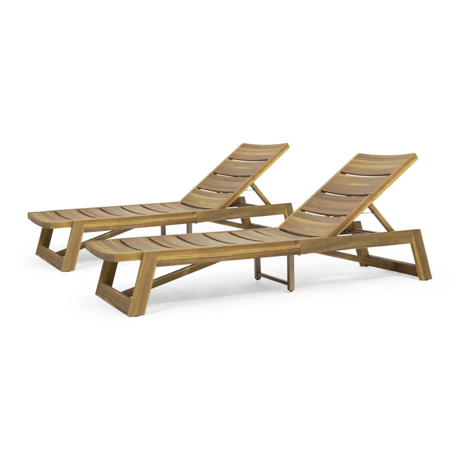 

Solid Wood Outdoor Patio Seating Modern Reclining Chaise Lounge Set Garden Sunbed Lounger for Terrace