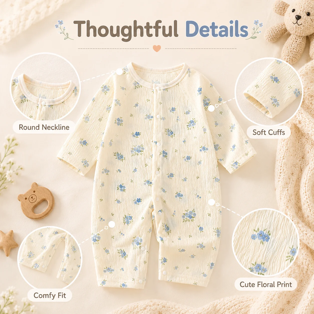 Herbst Kinder Kleidung Baby Kleidung Overall Frühling Baby Tuch klimaanlage Kleidung Neugeborenen Lange ärmeln Krabbeln Pyjamas – Detail 4
