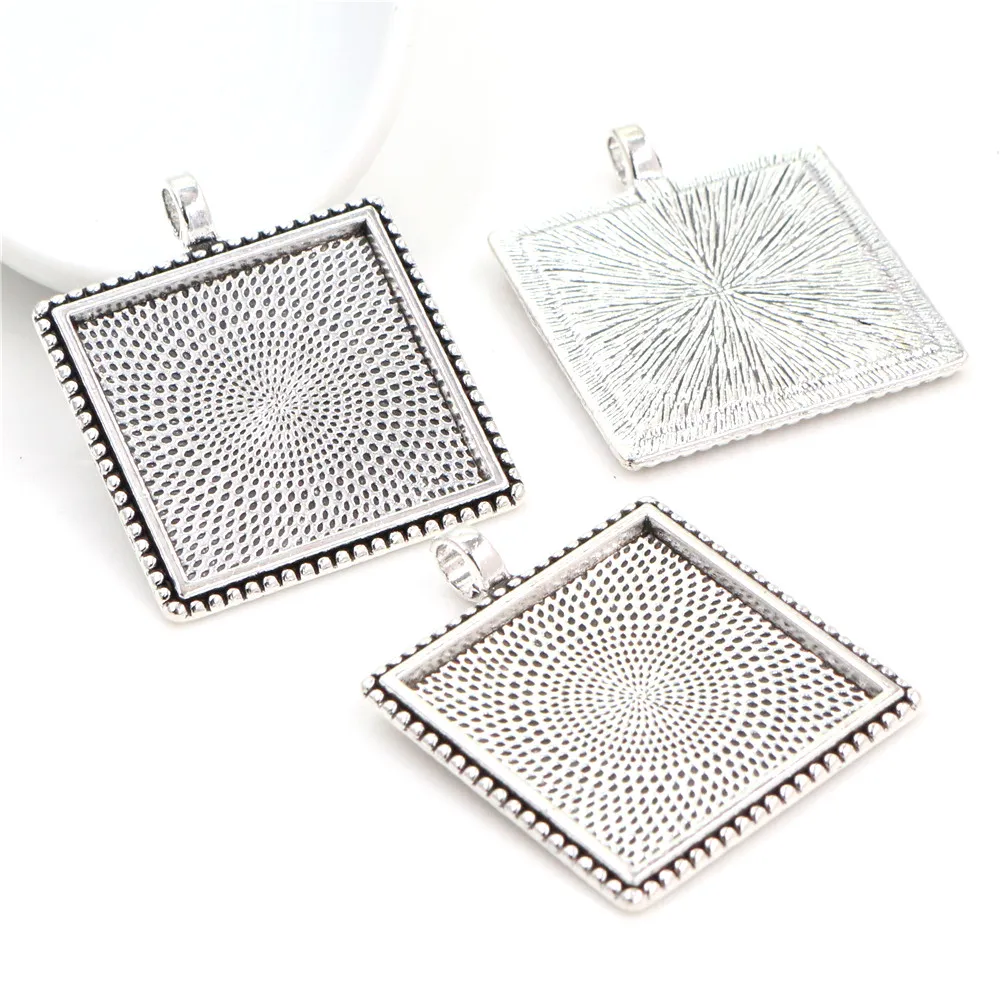 Nowa moda 5 sztuk 25mm wewnętrzna rozmiar antyczne srebro pozłacane i czarne i brązowe kolory kwadratowy Cabochon ustawienie bazy Charms wisiorek — zdjęcie 4