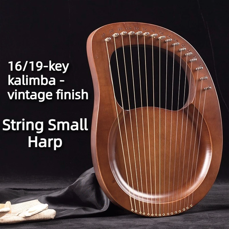 Arpa pequeña de 16/19 cuerdas para adultos principiantes, arpa lira portátil de madera, instrumentos musicales de cuerda profesionales