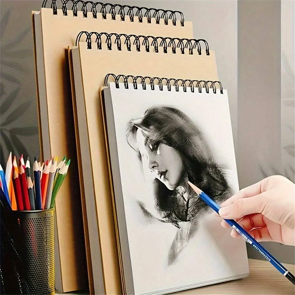 A4 Size Vintage Painting Sketchbook - 30 Sheets Acid-Free Watercolor Paper Spiral-Bound Art Sketch Book for Artists