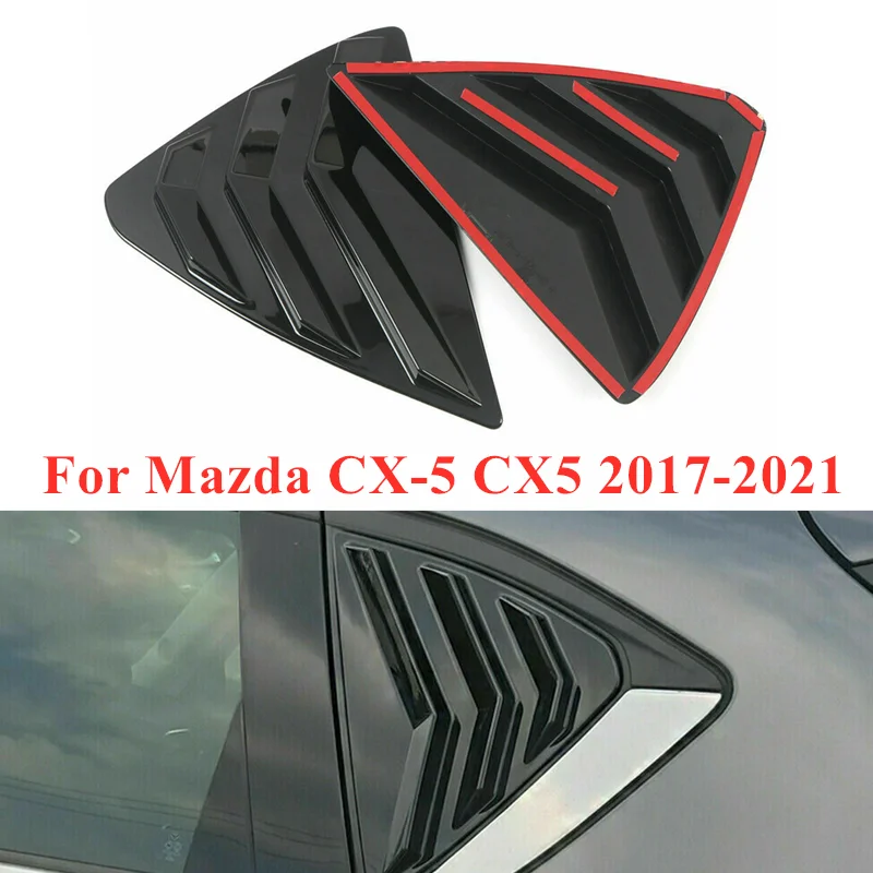 

Glossy Black Rear Side Window Shutters Louvers Vent Panel Cover Trim for Mazda CX-5 CX5 2017-2021