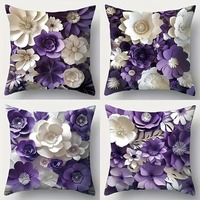 Purple Paper - art Floral Throw Pillow, 3D Flower Patterns, Create Romantic Style, No Insert