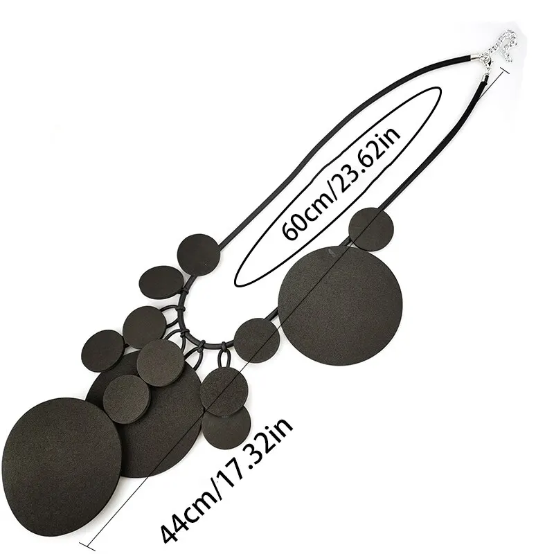 Black Rubber Necklace Women\'s Neck Chain Kpop Wood Pendant Choker Simple Sweater Chain Jewelry Gothic Handmade Necklaces Gift