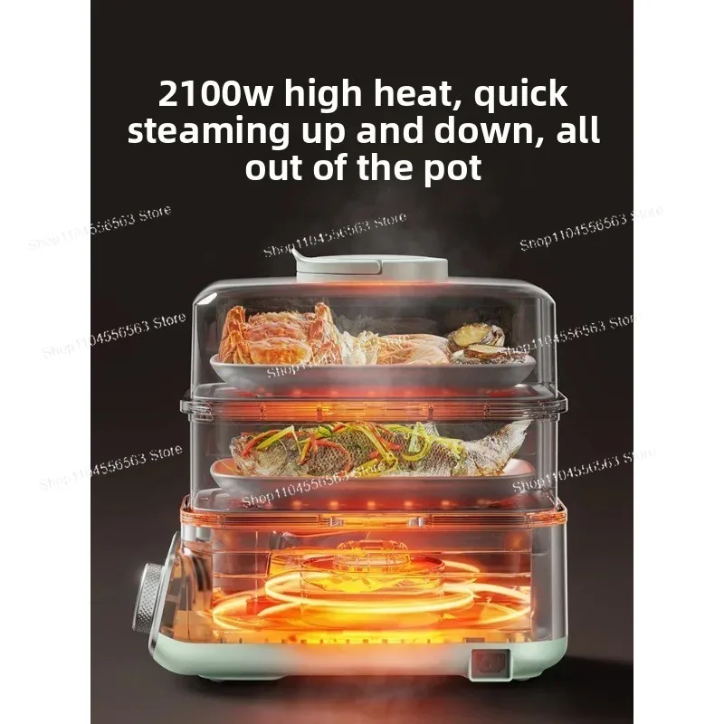 220V 스테인리스 스틸 전기 음식 찜기 - 다기능 2-in-1 찜 및 조림용 소형 사각 디자인