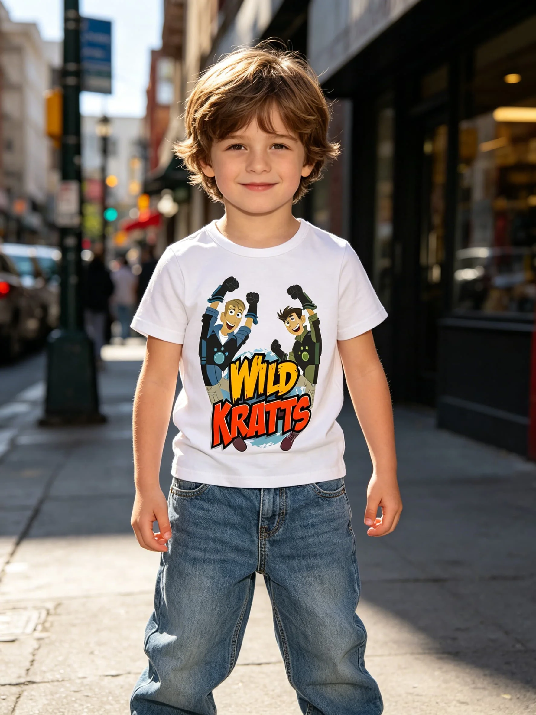 Wild Kratts Cartoon Adventure Anime Print Herren T-Shirt Damen T-Shirt Jungen Top Kinder Eltern-Kind Baumwolle Kurzarm Kinder T-Shirt – Detail 4