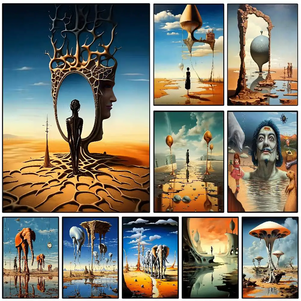 Surrealism Wall Art Salvador Dali Painting Print Famous Artwork Poster For Living Room Decor Surreal Whimsical Canvas Painting