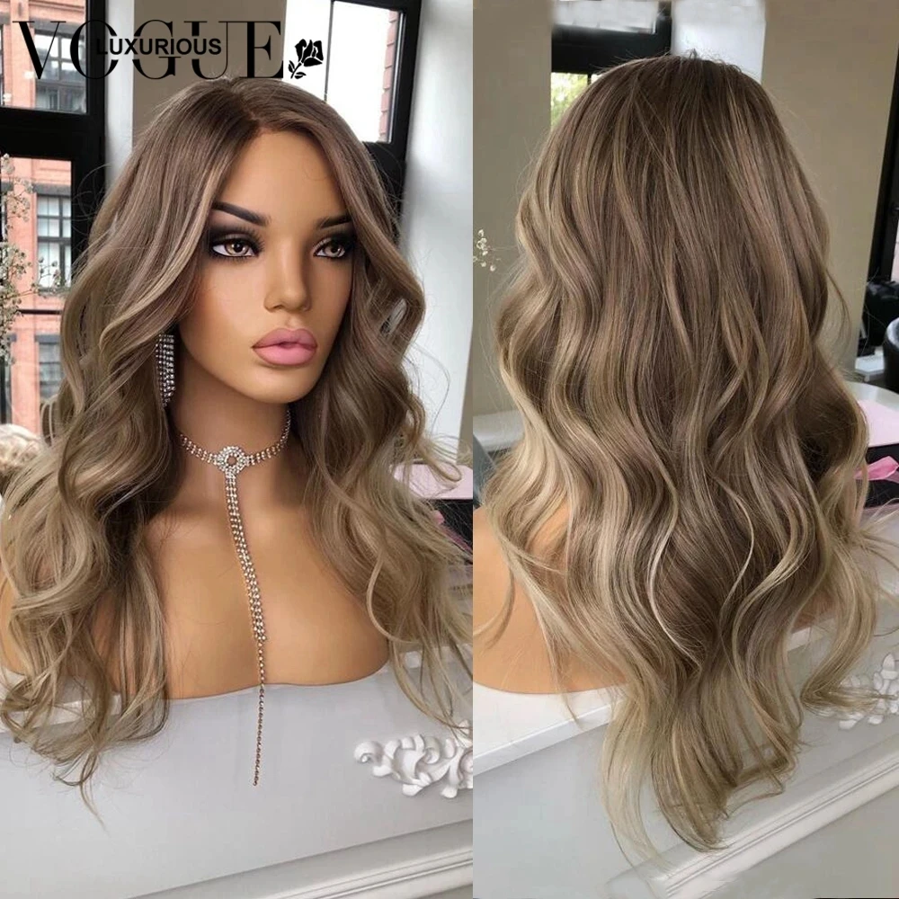 

Ash Brown Highlight Colored Body Wave Lace Front Wig Virgin Wig Human Hair Ready to Wear Transparent 13x6 Lace Frontal Wig