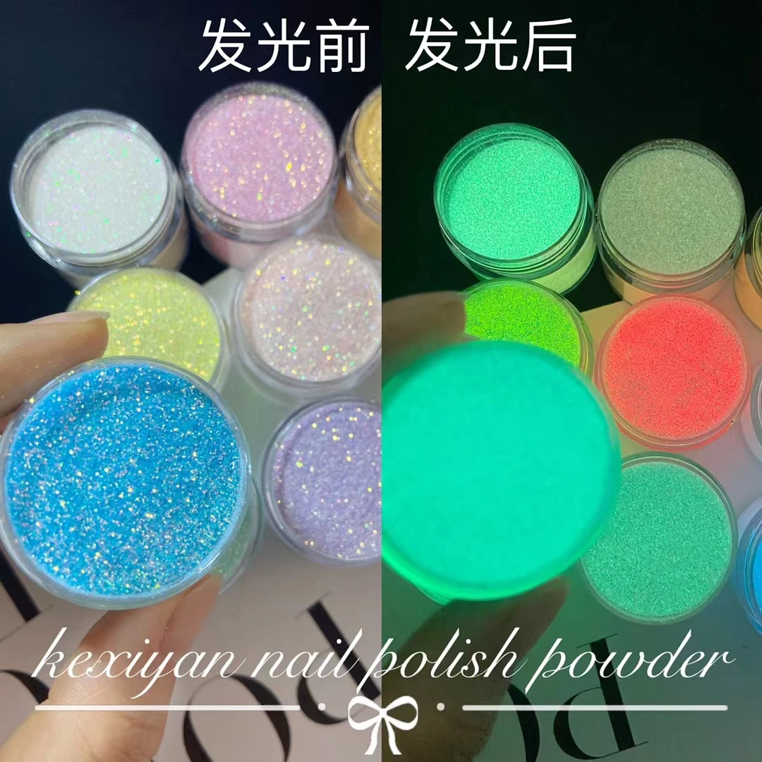 Glowing Luminous Colorful Light in the Dark Photoluminescent Phosphor Glitter Powder Pigment for DIY Makeup Nail Art Crafts