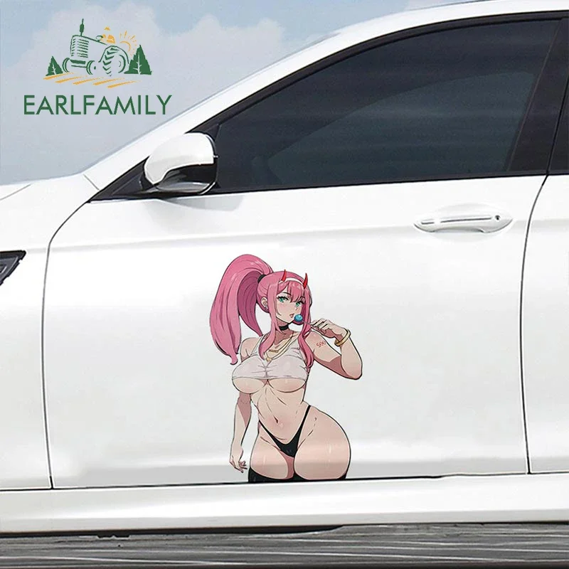 

EARLFAMILY 43cm X 27.5cm For Sexy Zero Two Lollipop Big Car Stickers Waterproof Sunscreen Decals Creative Graffiti Motorcycle