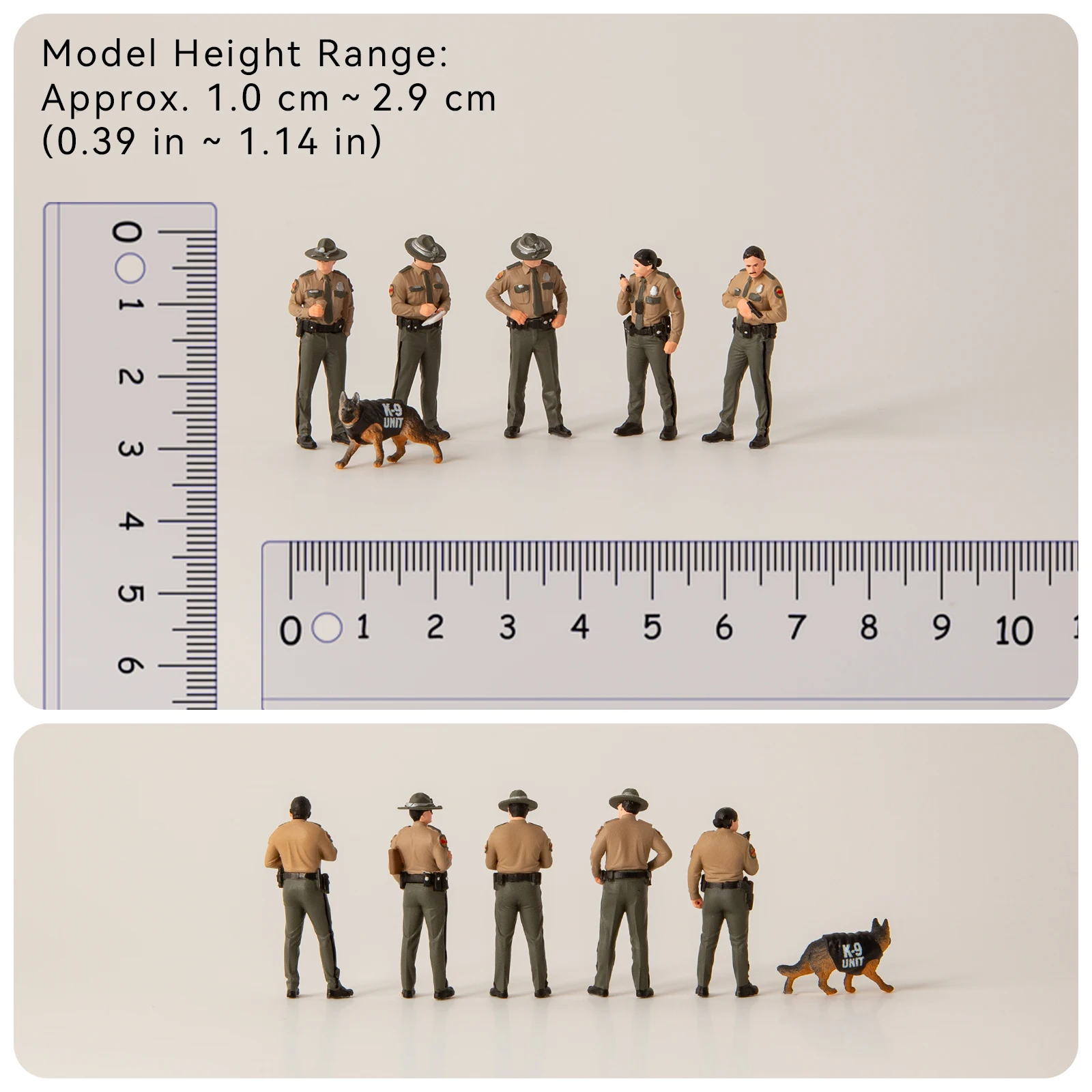 1/64 Scale Resin Highway Patrol Police Figures Set with K9 Dog Miniature Scene Props Hand Painted Display for Diecast Car AFA