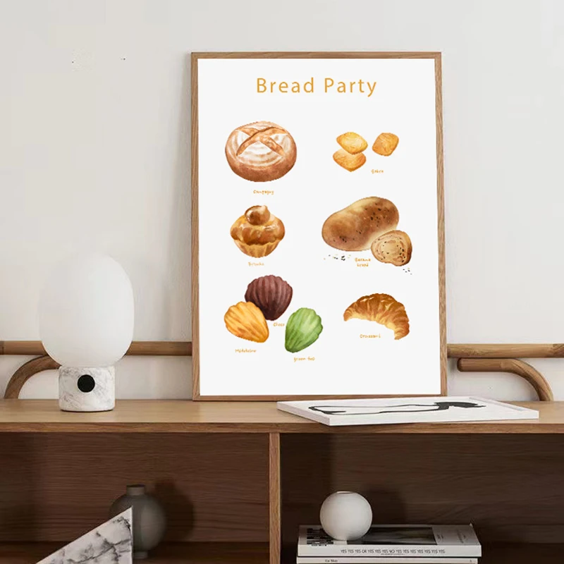 For Bread Lover Delicious Desserts Canvas Painting Korean Chic Posters and Prints for Cafe Bakery Wall Decoration Cuadros