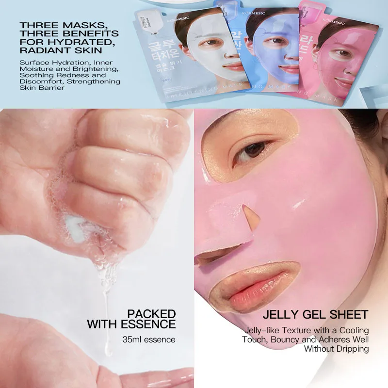 Maschera a capsula di acido ialuronico Idratazione profonda Maschera idrogel notturna Schiarente Controllo del petrolio Riparazione Rossore Maschere facciali lenitive