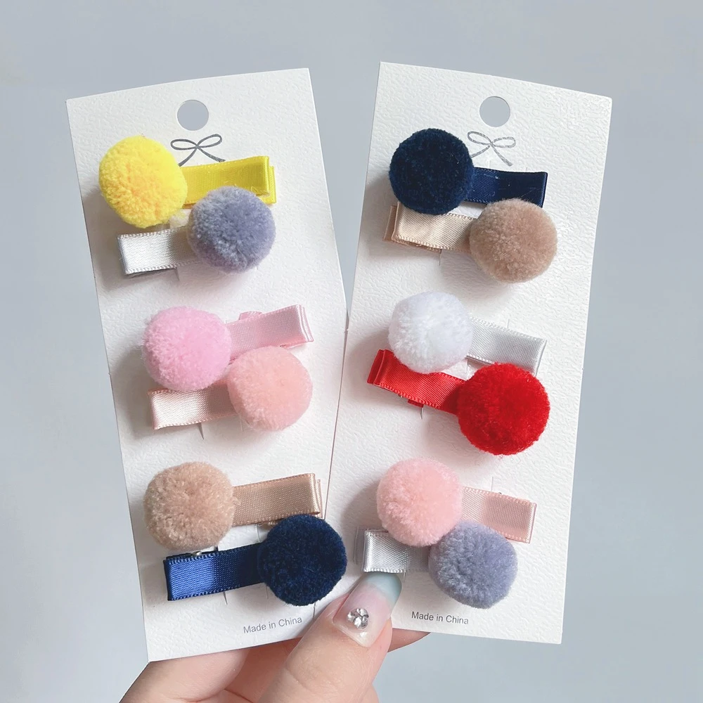 12pcs/lot hair accessories hairpin small Pompon gripper original Korean children hair clip 668