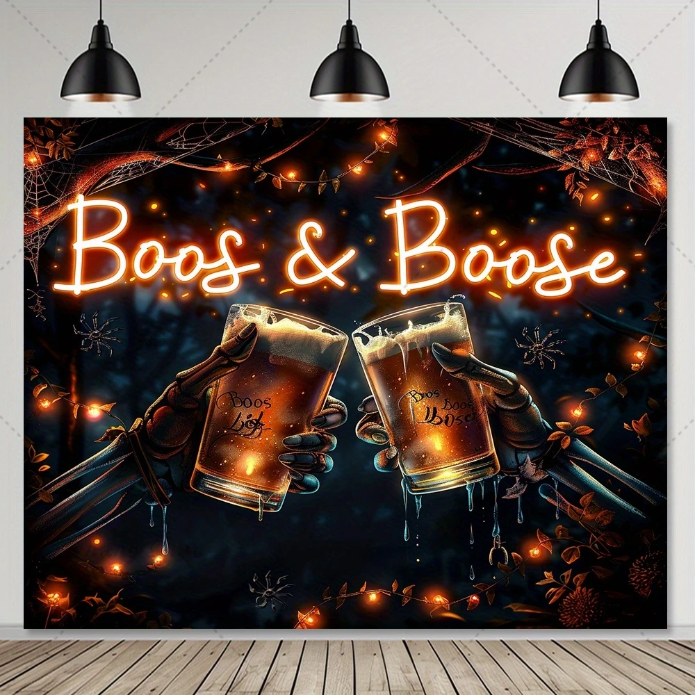 

Halloween Theme BOOS Backdrop Skeleton Bonfire Party Photography Background Children Adults Birthday Home Wall Decor Banners