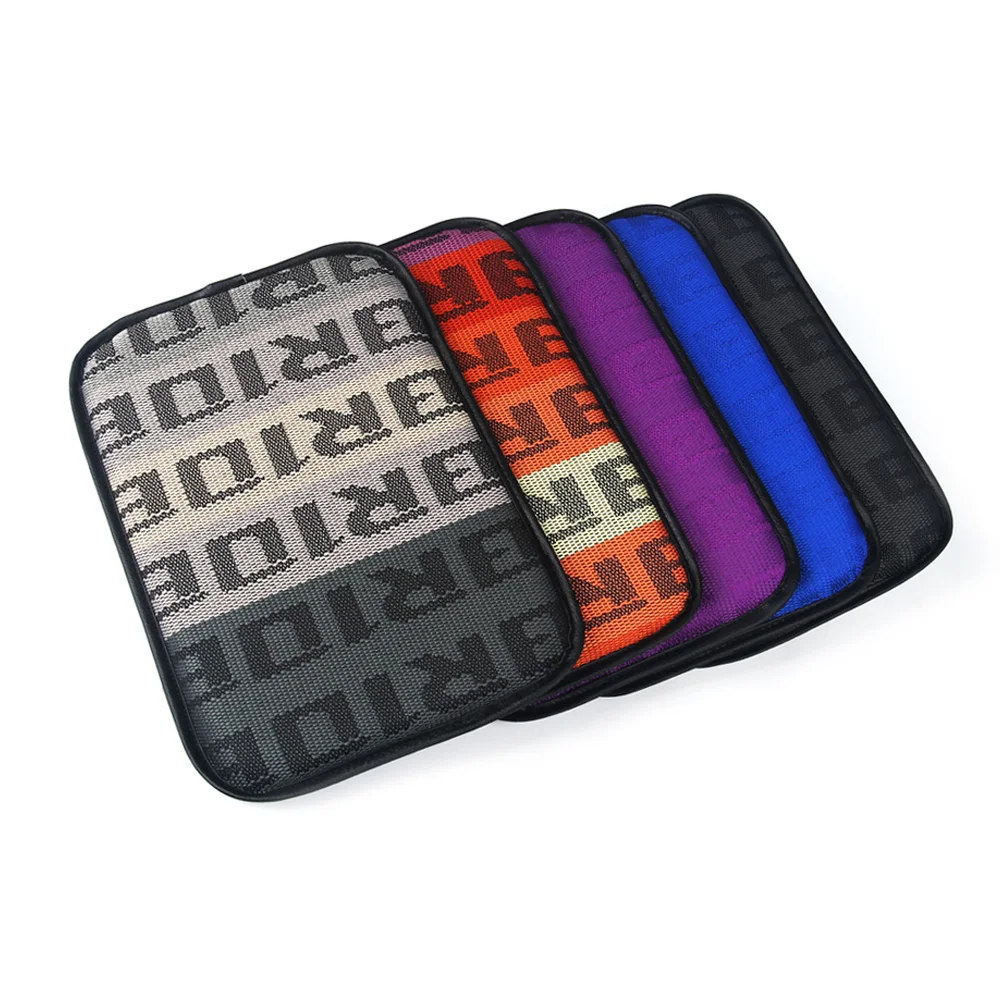 JDM Fabric Car Armrest Pad Cover Center Console Box Cushion Mat Fit For Universal Auto Tuning Racing