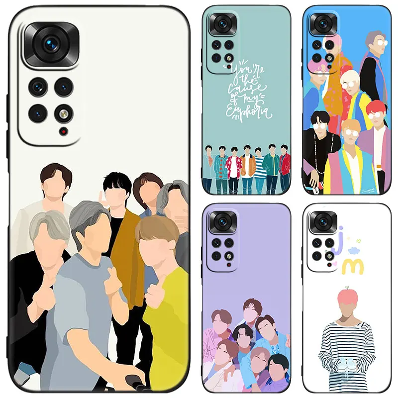 Park Jimin Korea Kpop Black Phone Case For Xiaomi Redmi Note 12 Pro 11 Pro Plus 11S 11T 10 10T 5G 10S 9S 9 8 Pro Cover