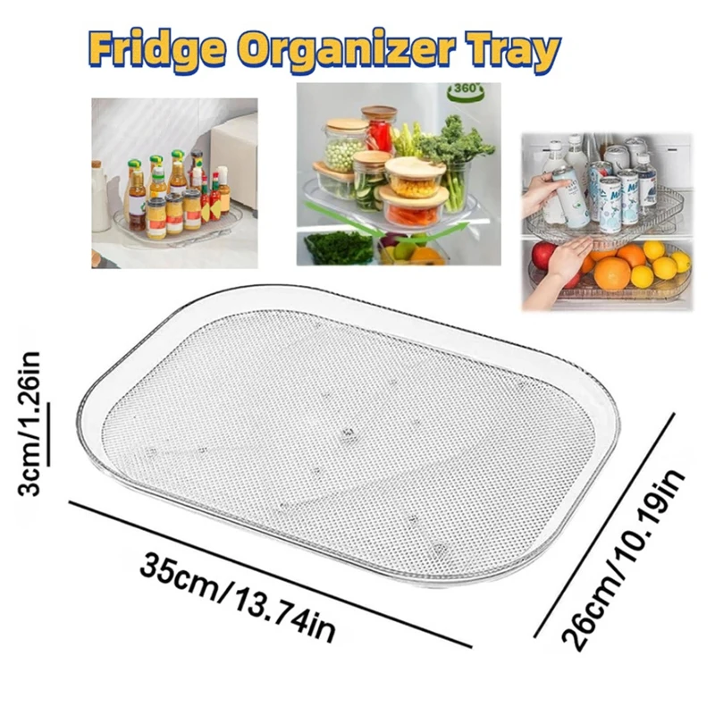 

Turntable Organizer For Refrigerator 360 Rotatable Rectangle Storage Rack Clear Turntable Rack Tray For Kitchen Cabinet Durable