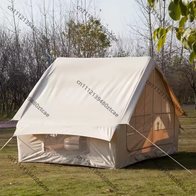 6.3m OutdoorWaterproofInflatableHouse Tent, 4 Seasons AirTent withMosquito Net Removable Door, Weather Resistant Camping Shelter