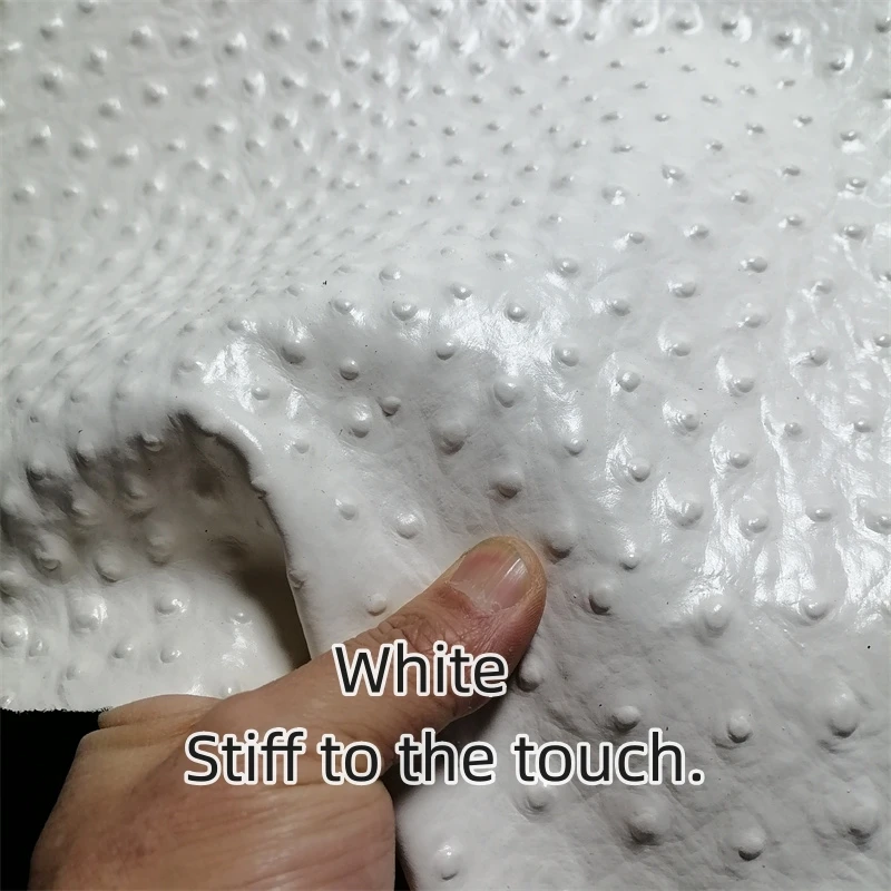 1mm Grey & White Ostrich-Embossed Cowhide. Top Grain Genuine Leather For Handmade DIY Bags. Full Sheet Available.