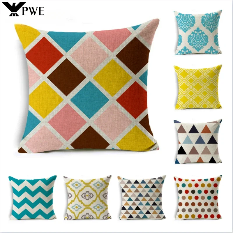 

Creative Simple Geometry Cushion Cover Modern Office Car Waist Cushion Bedroom Living Room Decorative Pillowcase 45*45cm