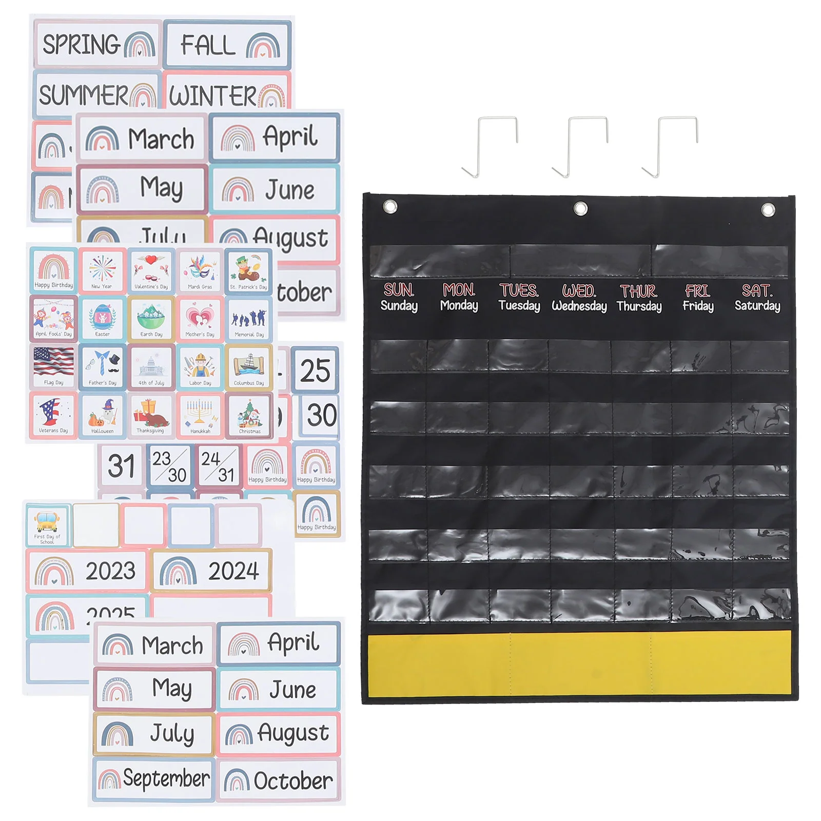 Calendar Pocket Chart Kids Wall Decorate Toddlers Teaching Bag Advent Calendars