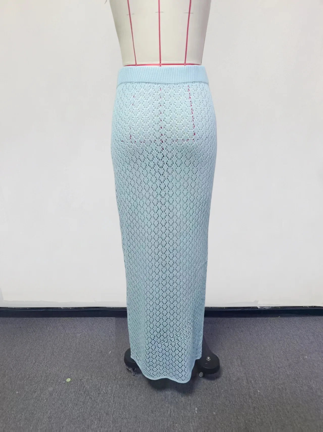 ファッションソリッドビーチニットレディースカジュアルローウエストマキシスカート2026夏新作ビーチウェアスパイスガールビキニカバーアップスカート