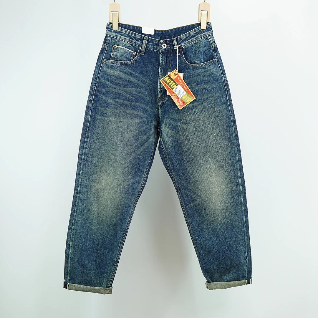 

14oz Four Seasons Wear Red Selvedge Denim Jeans for Men 100% Cotton High Quality Indigo Blue American Vintage Washed Pants 502