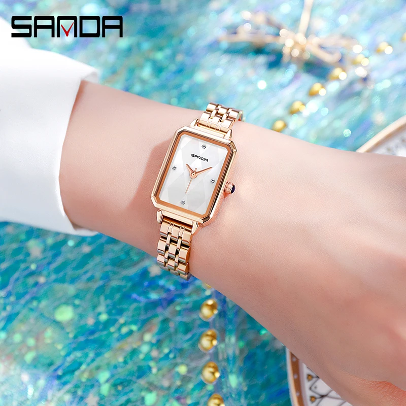 SANDA P1049 Retro Watch New Starry Sky Women\'s Watches Small Steel Dial Waterproof Fashionble Casual Ladies Quartz Wristwatches